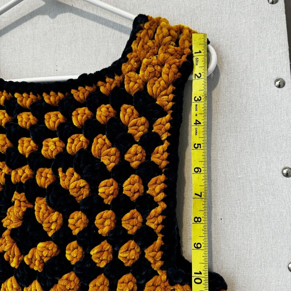 Handmade Blue Gold Granny Square Cropped Vest Game Day Georgia Tech Michigan - Picture 6 of 6
